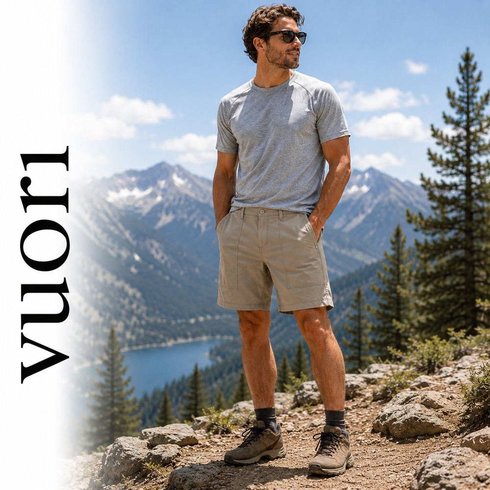Vuori Barren Chino Shorts Khaki Tan Stretch Cotton Outdoor Mens Size 28 V3014